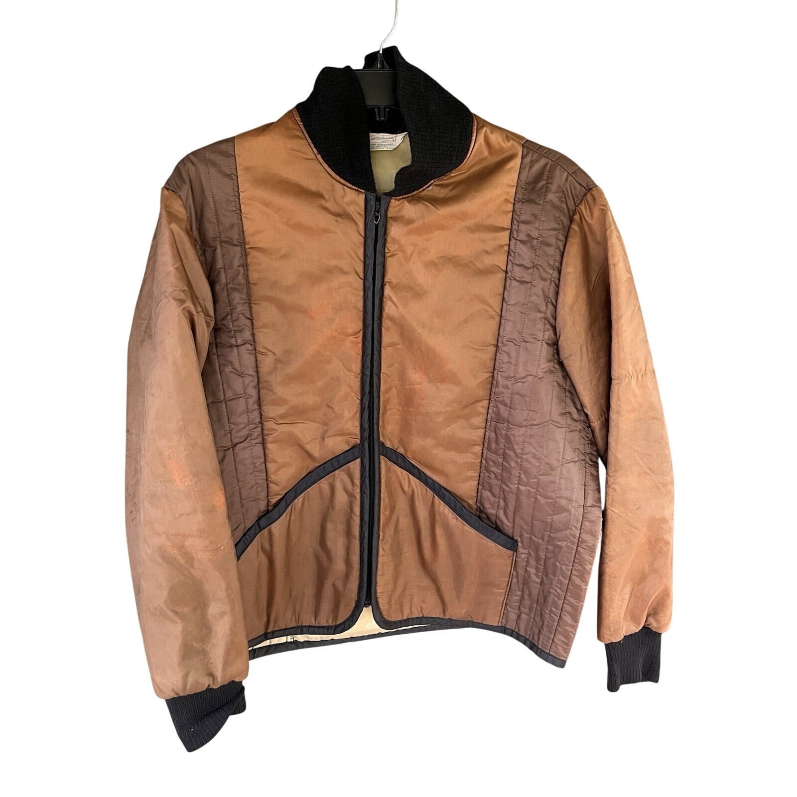 Vintage Sears Ted Williams Nylon Quilted Jacket L Brown Roebuck Light Weight